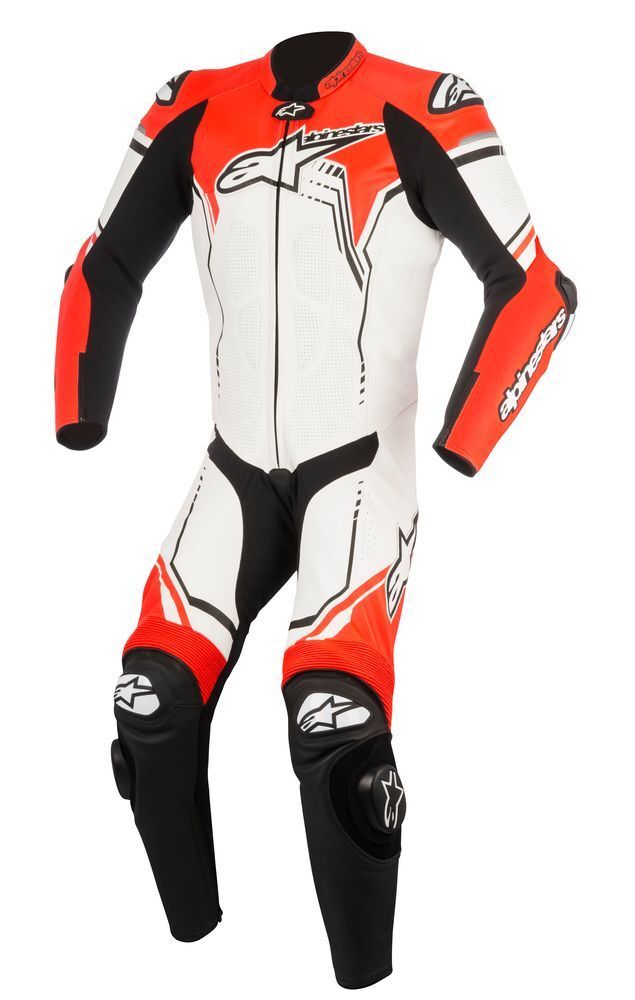 Alpinestars GP Plus V2 Black White Fluro Red Leather Racing Suit