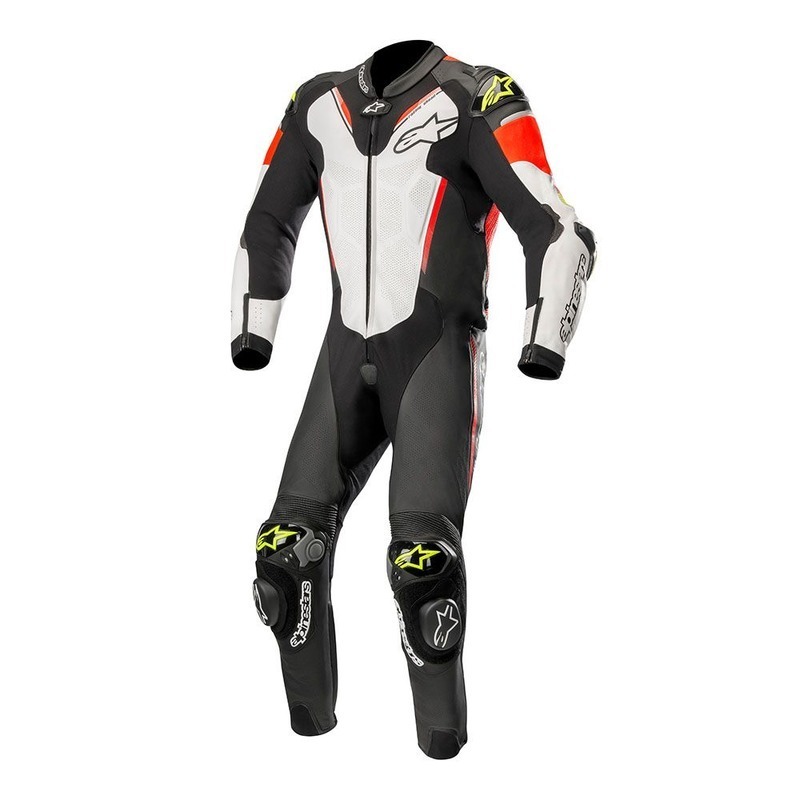 Alpinestars Atem V3 Black White Fluro Red Fluro Yellow Leather Racing Suit