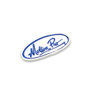 Motion Pro Patch Oval White, w/Blue Lettering
