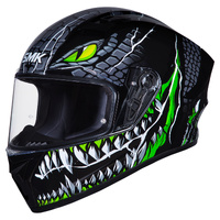 SMK 'Stellar Taotei' Full-Face Helmet - Black/Grey/Green [Size: XS]