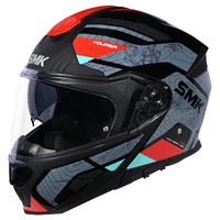 SMK 'Gullwing Navigator' Modular Helmet - Black/Grey/Red [Size: L]