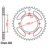 Rear Sprocket - Steel 54T 420P