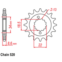 Front Sprocket - Steel 14T 520P