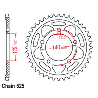 Rear Sprocket - Steel 44T 525P