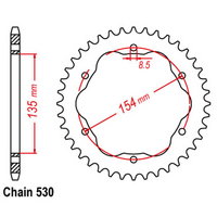 Rear Sprocket - Steel 40T 530P - 760 Or 770 Adaptor Required