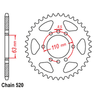 Rear Sprocket - Steel 42T 520P