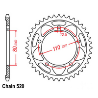 Rear Sprocket - Steel 42T 520P