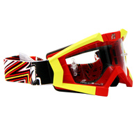 Ariete Motorcycle Goggle Riding Crows - Red/Fluro Yellow