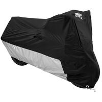 MC-90402-MD Deluxe Motorcycle Cover - Black/Silver [Size: L]