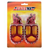 States MX S2 Alloy Off Road Footpegs - Honda - Red