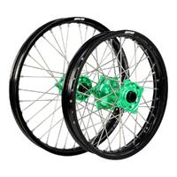 States MX Wheel Set - Kaw KX250F/450F - 21" Front/19" Rear - Black/Green