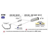 Arrow Race-Tech Muffler Set for KTM 950SM ('06-09) in Alum. Silver w/CF Cap