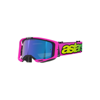 (Mx26) Vision 8 Vista Goggle | Pink-Fluro Yellow-Fluro | Mirror Blue Lens