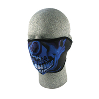 zanHEADGEAR Neoprene Half-Mask - Blue Chrome Skull
