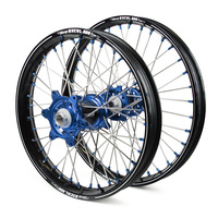Husaberg Talon Carbon Fibre / Excel A60 SNR MX Black Rims / Blue Hubs / Blue Nipples Wheel Set FE-TE 250-300-350-450-501 2003-14 (21 / 18*2.15)