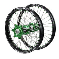 Kawasaki Talon Carbon Fibre Green Hubs / A60 Black Rims Wheel Set