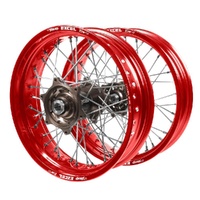 Honda Talon Carbon Fibre Magnesium Hubs / Excel Red Rims Supermotard Wheel Set