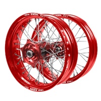 Honda Talon Carbon Fibre Red Hubs / Excel Red Rims Supermotard Wheel Set