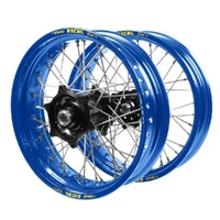 Suzuki Talon Carbon Fibre Black Hubs / Excel Blue Rims Supermotard Wheel Set