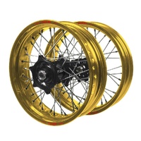 Gas Gas Talon Carbon Fibre Black Hubs / Excel Gold Rims Supermotard Wheel Set