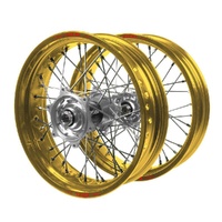 Husqvarna Talon Carbon Fibre Silver Hubs / Excel Gold Rims Supermotard Wheel Set
