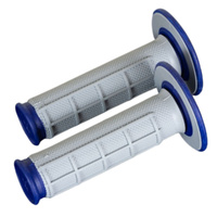 Renthal Grey / Blue Dual Compound Half Waffle MX Grips