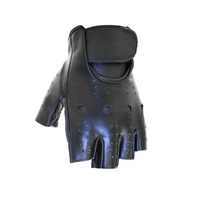 MotoDry 'Fingerless' Leather Road Gloves - Black [Size: S]
