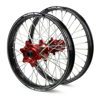 Honda Haan / A60 SNR MX Black Rims / Red Hubs Wheel Set CRF 450 2002-2012 (21*1.6 / 19*2.15")"