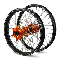 KTM Haan / A60 SNR MX Black Rims / Orange Hubs Wheel Set SX-SXF 125-250-350-450 1997-2002 (21*1.6 / 19*2.15")"