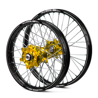 KTM Haan / A60 Enduro Cush Drive Black Rims / Gold Hubs Wheel Set EXC-EXC-F 250-300-350-450-500 2003-2015 (21*1.60 / 18*2.15)