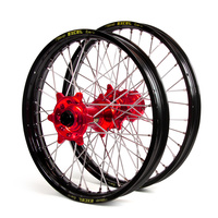 Honda Haan / Excel SNR MX Black Rims / Red Hubs Wheel Set CRF 450 2002-2012 (21*1.6 / 19*2.15")"