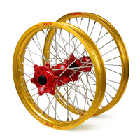 Honda Haan / Excel SNR MX Gold Rims / Red Hubs Wheel Set CRF 250-450 X 2004-2015 (21*1.6 / 18*2.15")"