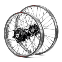 Honda Haan / Excel Enduro Cush Drive Silver Rims / Black Hubs Wheel Set CRF 250-450 X 2004-2015 (21*1.60 / 18*2.15)