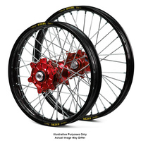 Honda Africa Twin CRF1000L Adventure Black Excel Rims / Red Haan Hubs Wheel Set - Africa Twin CRF1000L 2015-On 21*2.15 / 18*4.00 OEM SIZE