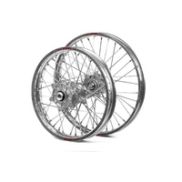 Kawasaki Haan / Excel Enduro Cush Drive Silver Rims / Silver Hubs Wheel Set KXF 250-450 2006-2017 (21*1.60 / 18*2.15)