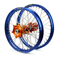 KTM Haan / Excel SNR MX Blue Rims / Orange Hubs Wheel Set SX-SXF 125-250-350-450 1997-2002 (21*1.6 / 19*2.15")"
