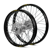 KTM Haan / Excel Enduro Cush Drive Black Rims / Silver Hubs Wheel Set EXC-EXC-F 250-300-350-450-500 2003-2015 (21*1.60 / 18*2.15)