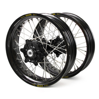 KTM Haan / Excel Supermoto Cush Drive" Black Rims / Black Hubs Wheel Set EXC-EXC-F 250-300-350-450-500 2003-2015 (17*3.50 / 17*4.25)"