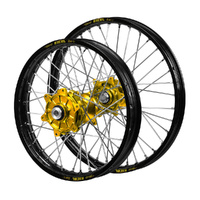 Yamaha Haan Cush Drive Gold Hubs / Excel Black Rims Wheel Set