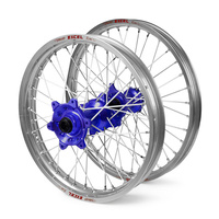 Yamaha Haan / Excel SNR MX Silver Rims / Blue Hubs Wheel Set YZF 250-450 1999-2008 (21*1.6 / 19*2.15")"