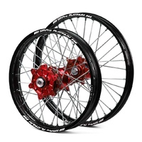 Honda Haan / Platinum Enduro Cush Drive Black Rims / Red Hubs Wheel Set CRF 250-450 X 2004-2015 (21*1.60 / 18*2.15)