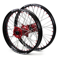 Honda Haan / Platinum SNR MX Black Rims / Red Hubs Wheel Set CRF 450 2013-2017 (21*1.6 / 19*2.15")"