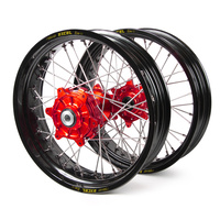 Honda Haan / Excel Supermoto Cush Drive" Black Rims / Red Hubs Wheel Set CRF 450 R 2013-2017 (17*3.50 / 17*4.25)"