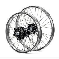 Honda Haan / Platinum Enduro Cush Drive Silver Rims / Black Hubs Wheel Set CRF 250-450 X 2004-2015 (21*1.60 / 18*2.15)