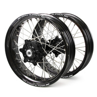 Honda Haan / Platinum Supermoto Cush Drive" Black Rims / Black Hubs Wheel Set CRF 250-450 X 2004-2015 (17*3.50 / 17*4.25)"