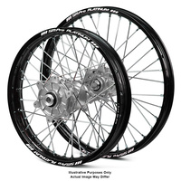 Honda Africa Twin CRF1000L Adventure  Black Platinum Rims / Silver Haan Hubs Wheel Set Africa Twin CRF1000L 2015-On 21*2.15 / 18*4.25 OEM SIZE