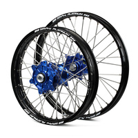 Kawasaki Haan / Platinum Enduro Cush Drive Black Rims / Blue Hubs Wheel Set KXF 250-450 2006-2017 (21*1.60 / 18*2.15)
