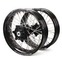 KTM Haan / Platinum Supermoto Cush Drive" Black Rims / Black Hubs Wheel Set Super Enduro 950 2007-2015 (17*3.50 / 17*4.25)"