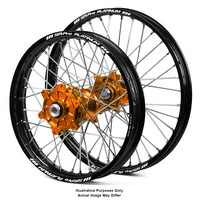 KTM 950-990 Adventure Black Platinum Rims / Orange Haan Hubs Wheel Set 950-990 Adventure  2003-14 21*1.85 / 18*4.25 