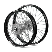 KTM Haan / Platinum Enduro Cush Drive Black Rims / Silver Hubs Wheel Set EXC-EXC-F 250-300-350-450-500 2016-2017 (21*1.60 / 18*2.15)